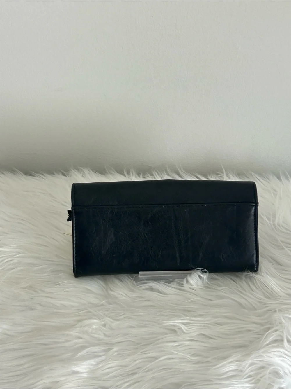 BCBGeneration Black Vegan Leather Zip Around Wristlet Wallet Clutch NWT